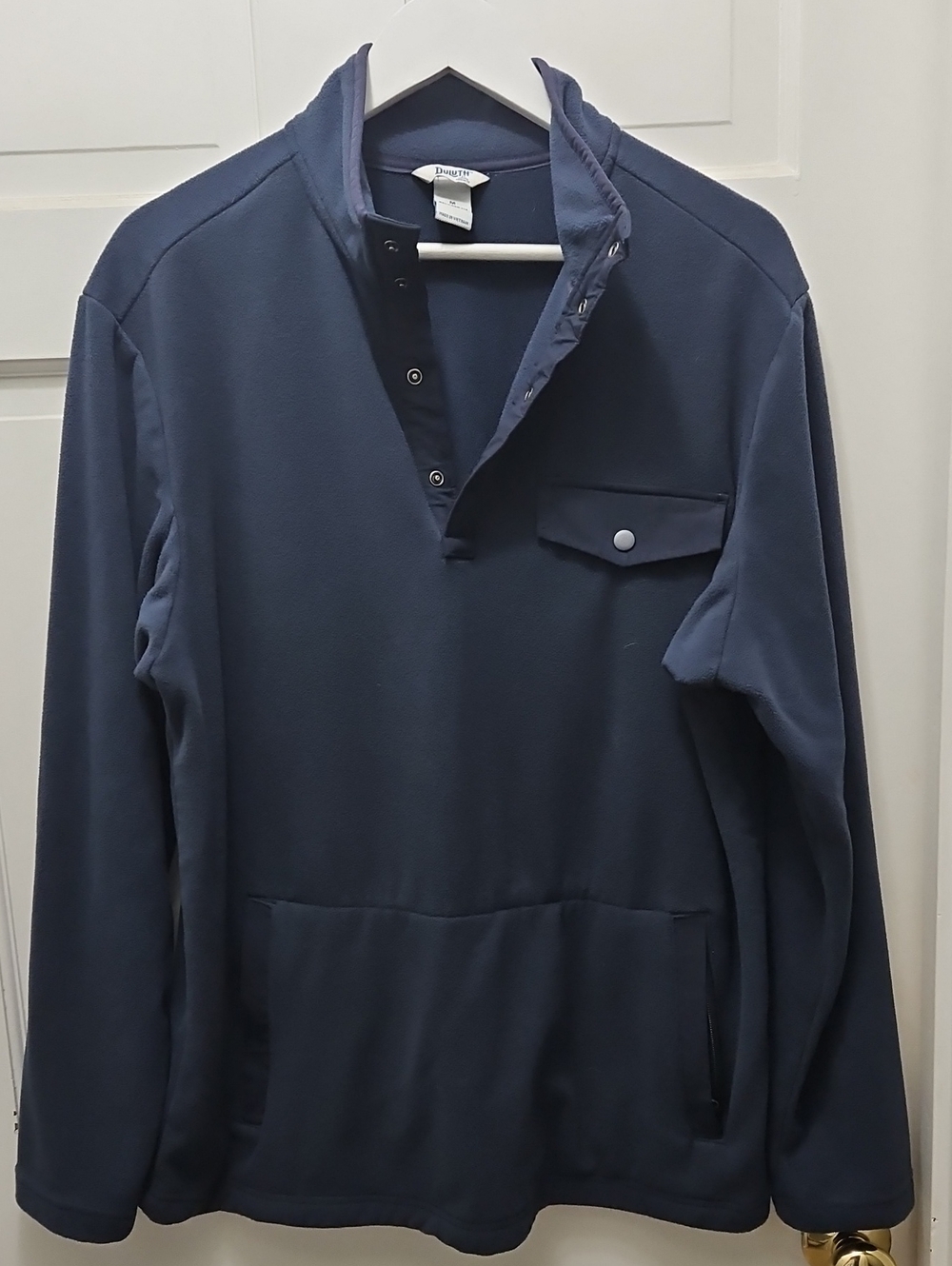 Duluth Navy Pullover Snap-Front Fleece Sweatshirt